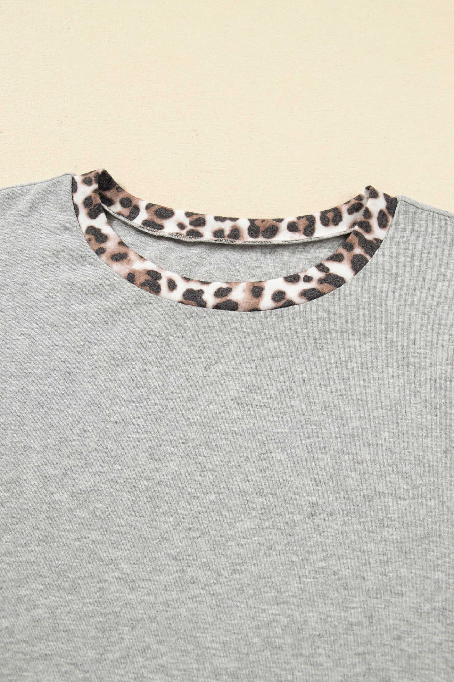 Gray Plus Size Leopard Color Block Patchwork Dolman Sweatshirt